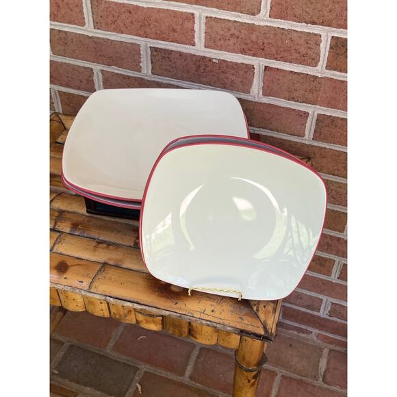 Set of 4 Noritake Colorwave Raspberry Red Square Plates Salad Dinner - Picture 4 of 6